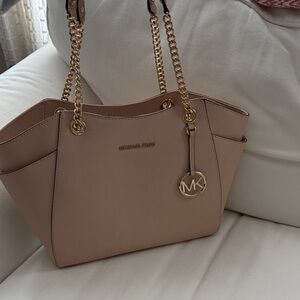 Michael Kors Cream Tote with Gold Chain